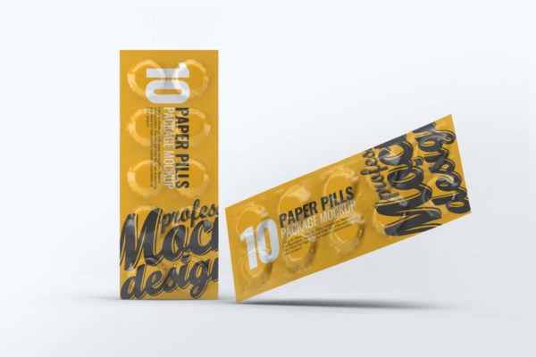 药物箔纸包装外观设计样机素材 Paper Pills Package Mock-Up