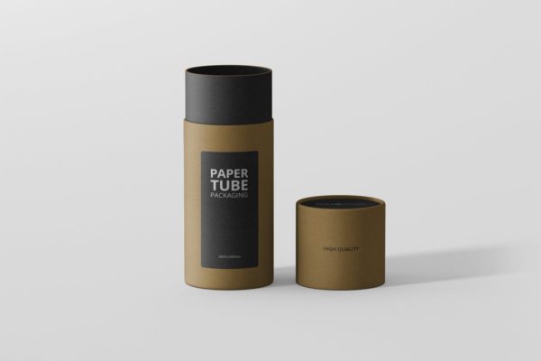 茶叶/咖啡高纸筒包装设计样机素材模板 Paper Tube Packaging Mockup – Slim Short