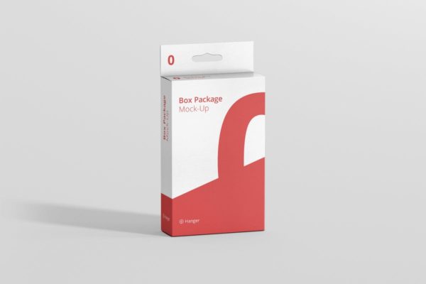扁平矩形挂耳纸盒包装盒样机 Package Box Mockup – Flat Rectangle with Hanger