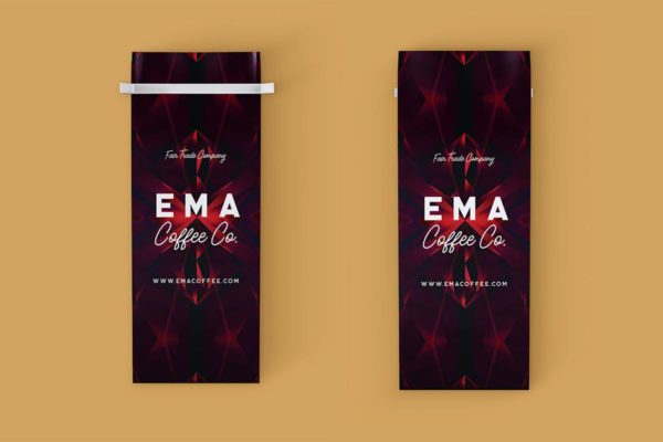 咖啡包装袋正面＆背面视图样机模板 Coffee Bag – Front & Back Mock-up