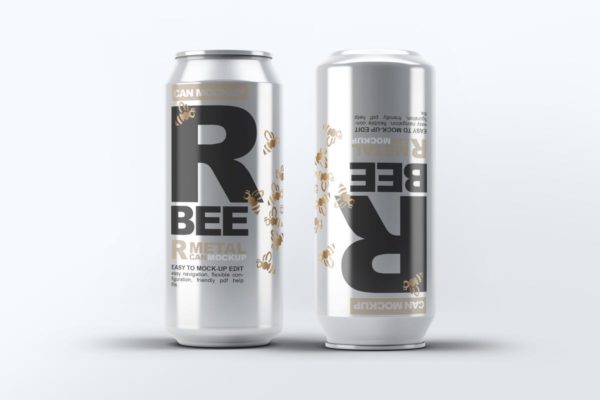 啤酒易拉罐外观包装设计样机素材模板 Beer Can Mock-Up