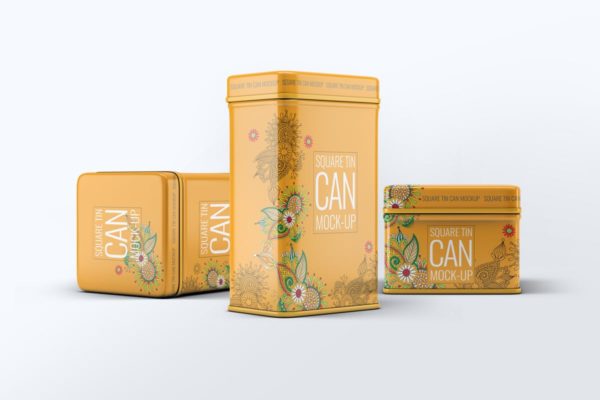 茶叶锡罐外观设计样机素材模板 Tin Cans Mock-Up Bundle