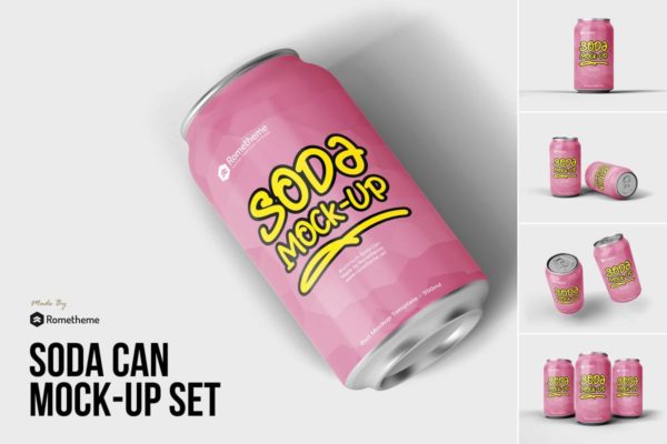 苏打汽水易拉罐外观设计样机素材 Soda can mockup vol.1