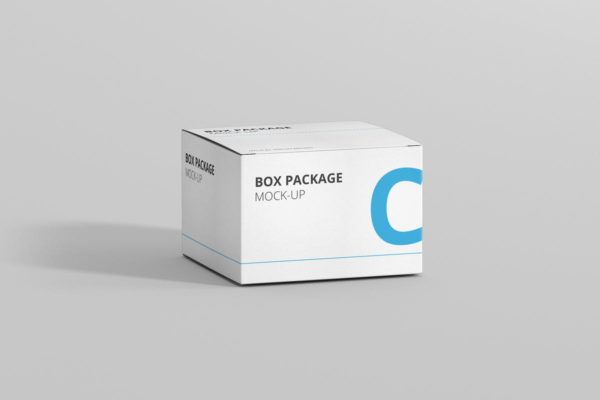 纸质包装盒外观设计样机素材模板 Package Box Mock-Up – Flat Square