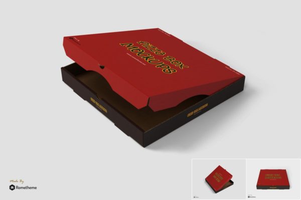 披萨外带包装盒设计样机素材模板v1 Pizza Box Mockups vol.1