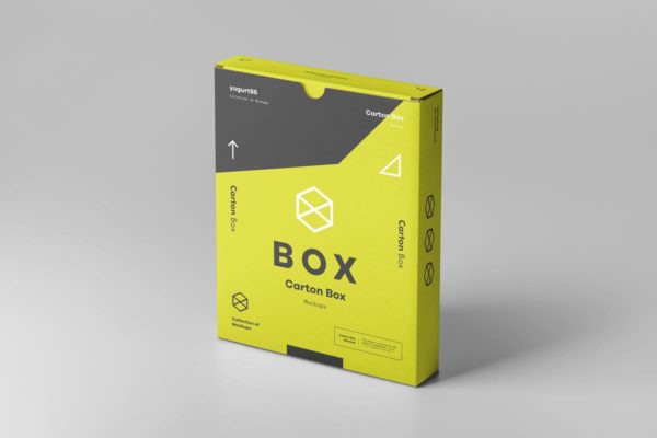 扁平产品包装纸箱盒子设计样机素材 Flat Carton Box Mockup