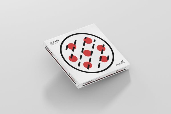 披萨配送外带包装设计样机素材模板 Pizza Box Mock-Up – Supermarket Edition