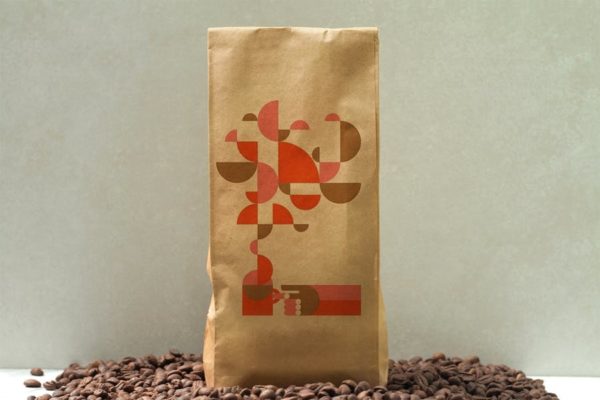 咖啡豆牛皮纸袋包装设计样机素材 Coffee Craft Bag Mockup