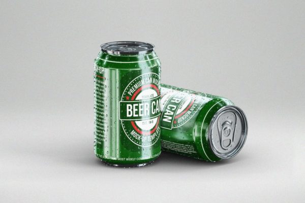啤酒易拉罐包装外观设计样机素材 Small Beer Can Mock-Up Template