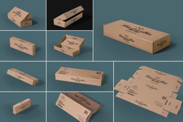 10个矩形包装盒设计样机素材模板 10 Rectangular Packaging Box Mockups