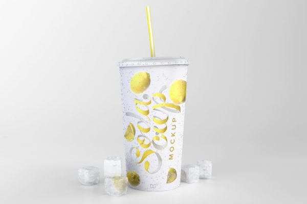 苏打汽水碳酸饮料纸杯定做设计样机素材02 Soda Cup Mockup 02