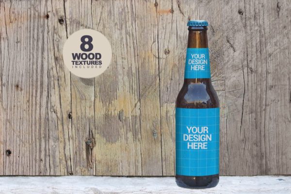 威尼斯逼真木纹场景啤酒瓶样机 Venetian Woods