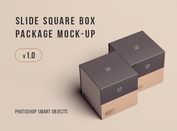 高端礼品/产品包装盒定制设计效果图样机模板 Slide Box Package Mockup