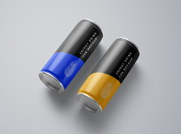 能量饮料易拉罐外观设计样机素材PSD模板 Energy Drink Can Mockup – PSD