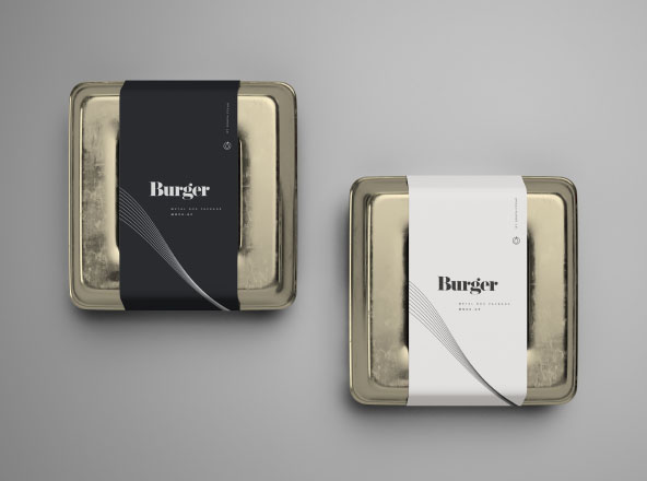 金属汉堡盒食品包装设计样机素材模板 Metal Burger Box Package Mockup