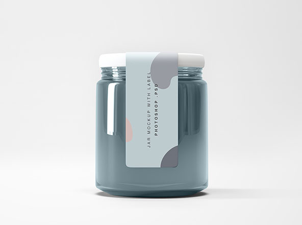 透明玻璃罐包装设计样机素材模板 Glass PSD Jar Mockup