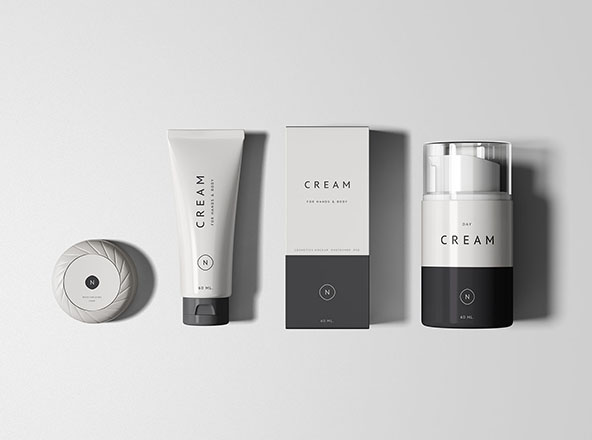 化妆品护肤品常见包装外观设计样机素材套装 Essential Cosmetics Packaging Set Mockup