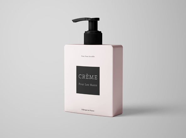 按压式瓶乳液包装外观设计样机素材模板 Cream Bottle Mockup