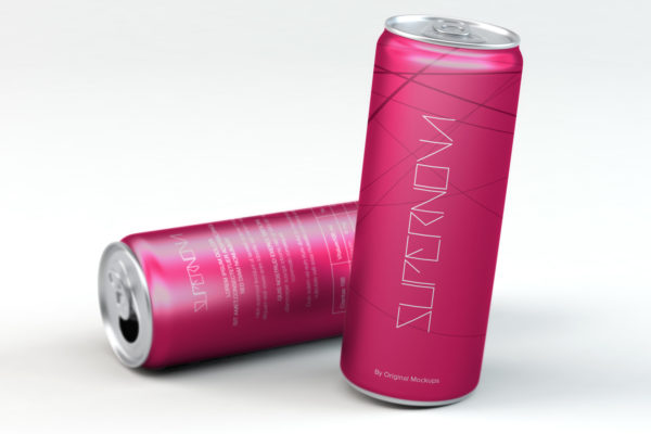 3D立体易拉罐外观图案设计样机素材01 3D Slim Can PSD Mockup 01