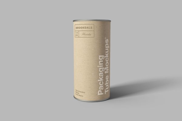 牛皮纸圆筒包装盒圆罐包装外观设计样机素材模板 Packaging Tube Mockups