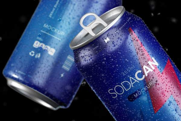 可乐汽水罐易拉罐设计样机素材模板04 355ml Soda Can Mockup 04