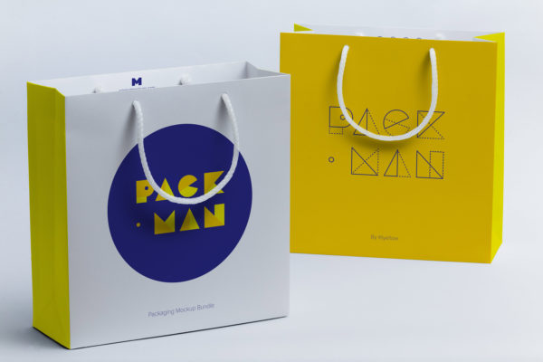 商城品牌专卖店购物纸袋包装设计样机素材07 Shopping Bag Mockup 07