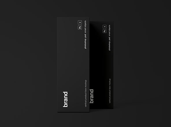 长方体产品包装盒定制设计效果图样机模板 2 Vertical Product Boxes Mockup