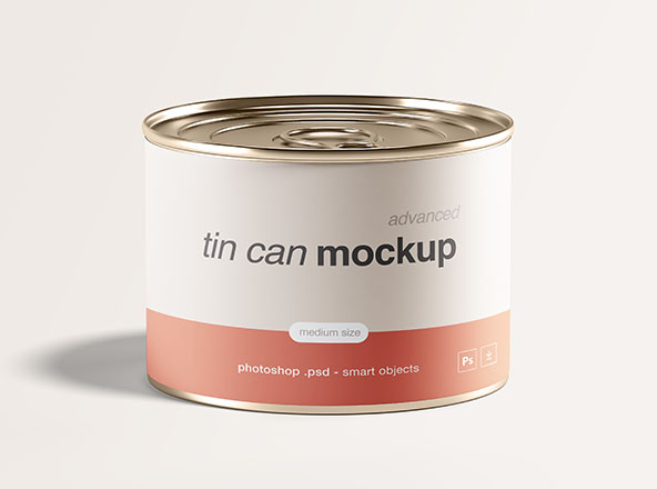 中型锡罐食品罐头外观设计样机素材模板 Medium Tin Can Mockup