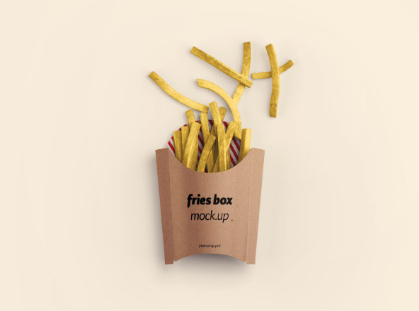 薯条食品包装盒设计样机素材模板 Fries Box Mockup