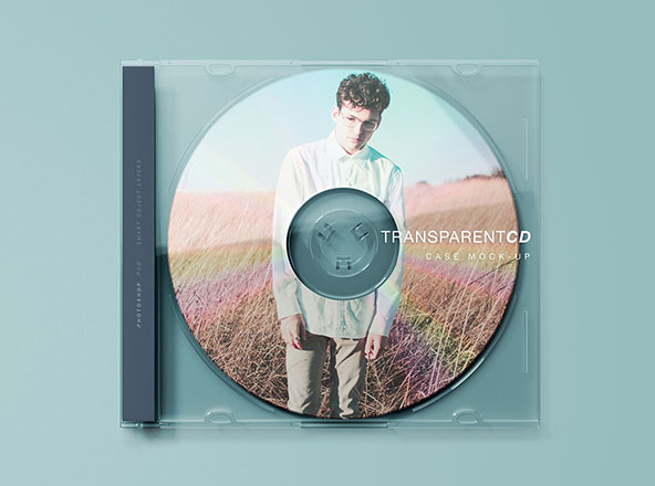 透明音乐CD盒封面设计样机素材模板 Transparent CD Case Mockup
