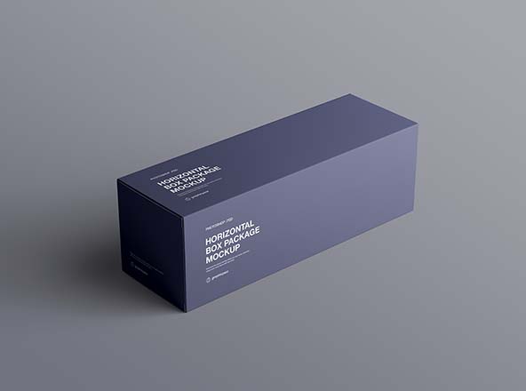 水平长方体产品包装盒定制设计样机素材模板 Horizontal Package Box Mockup
