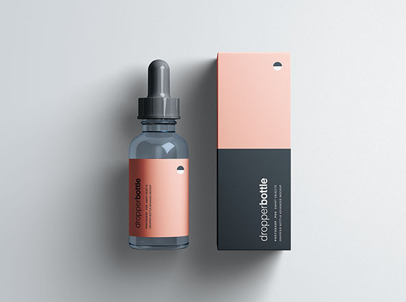 化妆品/药物滴瓶&包装外观设计样机素材模板 Dropper Bottle Package Mockup