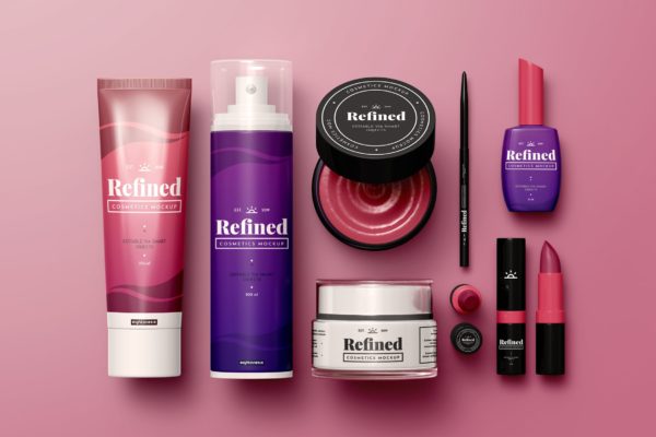 化妆品套装外包装设计样机素材模板 Cosmetic Pack Mock-Up Template