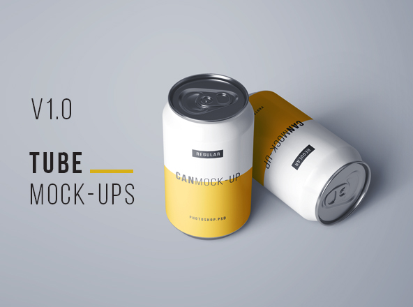 苏打水碳酸饮料易拉罐外观设计样机素材（标准尺寸） Soda Can Mockup ( Standard Size )