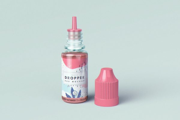 电子烟烟油滴管瓶外观设计样机素材模板 Vape Dropper Bottle MockUp