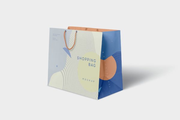 品牌专属定制购物袋印刷效果图多角度预览样机 4 Paper Shopping Bag Mockups