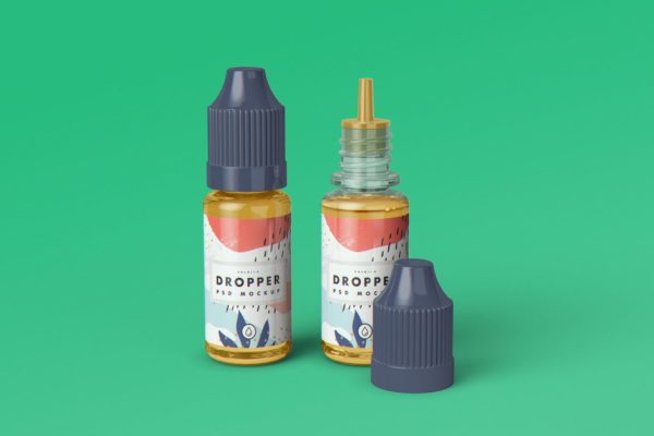 果味电子烟油滴管瓶外观设计样机素材 E-Juice Dropper Bottle MockUp