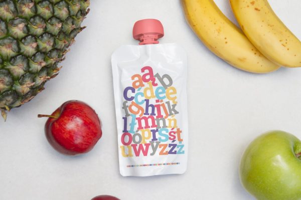 婴儿水果泥食品包装外观设计样机素材 Baby Food Pack Mockup