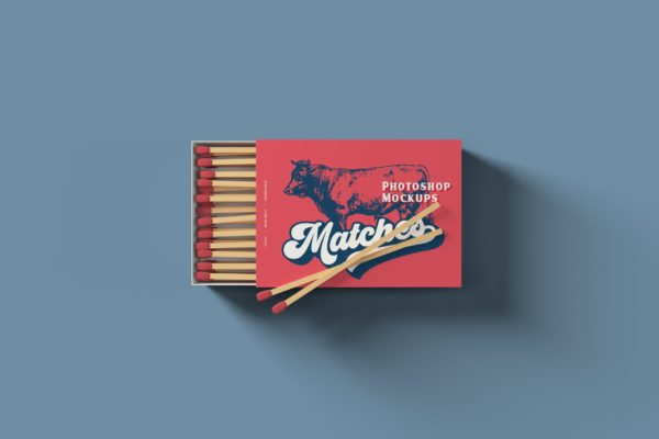 复古火柴盒外观设计样机素材模板 Matches Box Mockups