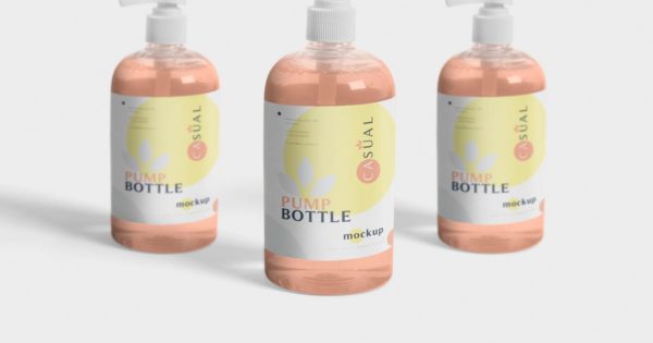 沐浴露洗发水按压瓶分装器外观设计样机素材 Dispenser Pump Bottle Mockup