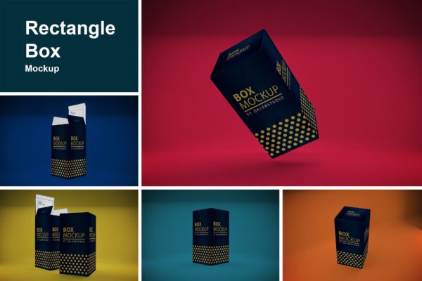 长方体高端产品包装盒外观设计样机素材模板 Rectangle Box