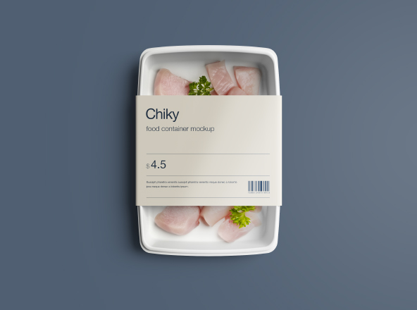 一次性食品包装盒设计效果图样机 Disposable Food Container Mockup