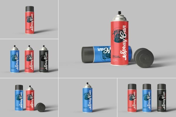 液压喷雾罐外观设计样机素材模板 Spray Can Mockups