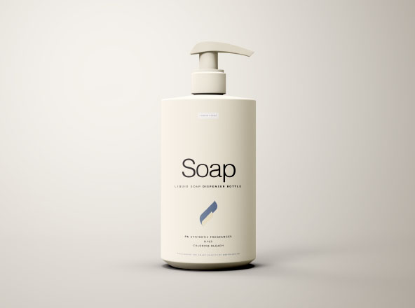 按压式洗发水＆沐浴露瓶设计图样机模板 Liquid Soap Dispenser Bottle Mockup