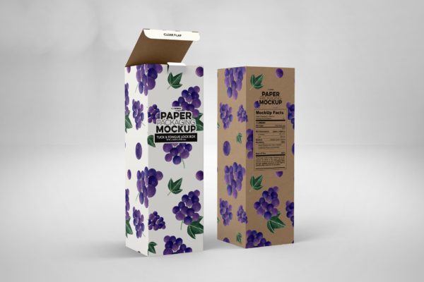 长方体产品包装盒设计效果图样机 Tall Box Tuck & Tongue Lock Mockup