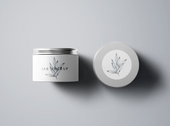 面霜化妆品包装设计效果图样机 Cosmetics Jar & Box Mockups – PSD