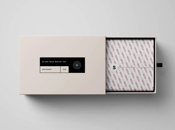 矩形抽屉式包装盒礼品盒包装设计效果图样机 Rectangle Slide Box Mockup