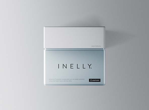 玻璃香水瓶设计效果图样机模板 Glass Square Cosmetic Jar Mockup