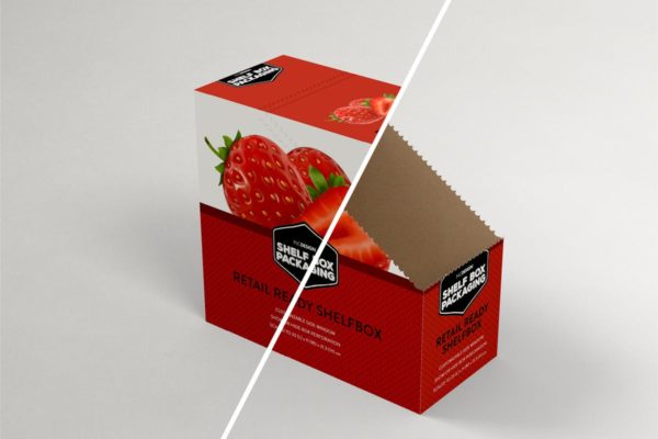 13包装零售货架零食包装盒设计样机素材模板 Retail Shelfbox 13 Packaging Mockup