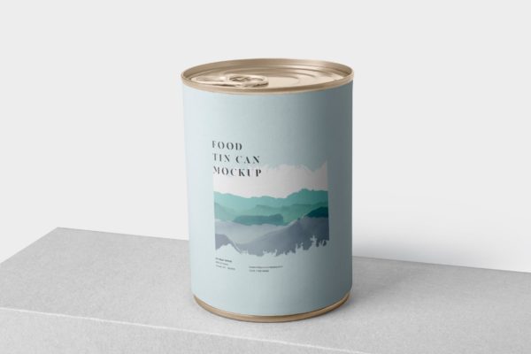 即食罐头包装外观设计样机素材模板 Food Tin Can Mockup